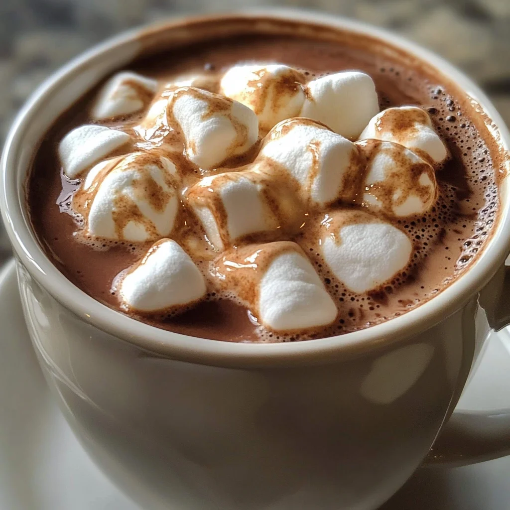 Crock Pot Hot Chocolate with Creamy Marshmallow Swirl