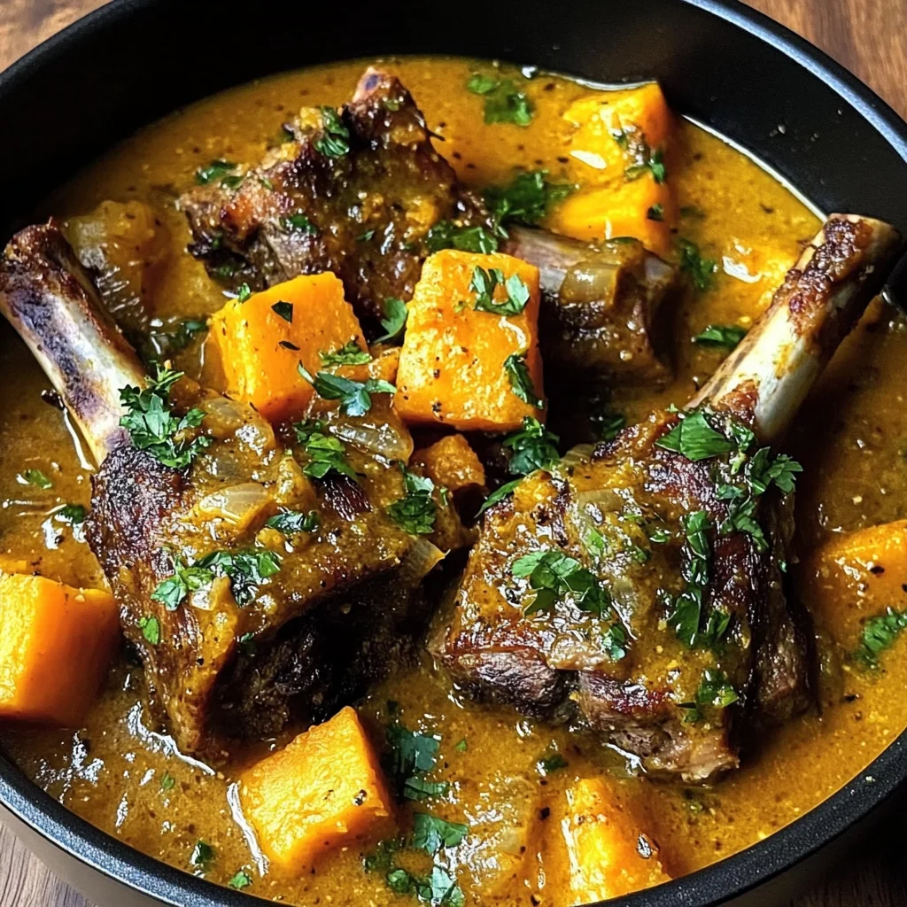 Coconut Cream Lamb Shanks with Sweet Potatoes & Coriander