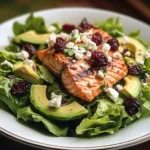Grilled Salmon & Avocado Salad with Cranberries and Feta