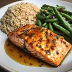 Honey Garlic Salmon with Brown Rice & Green Beans