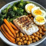 Protein Power Plate with Fish, Roasted Chickpeas & Veggies