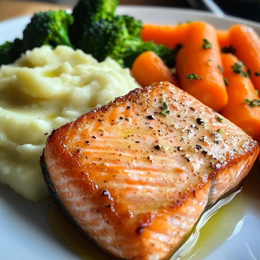 Salmon with Mashed Potatoes and Vegetables