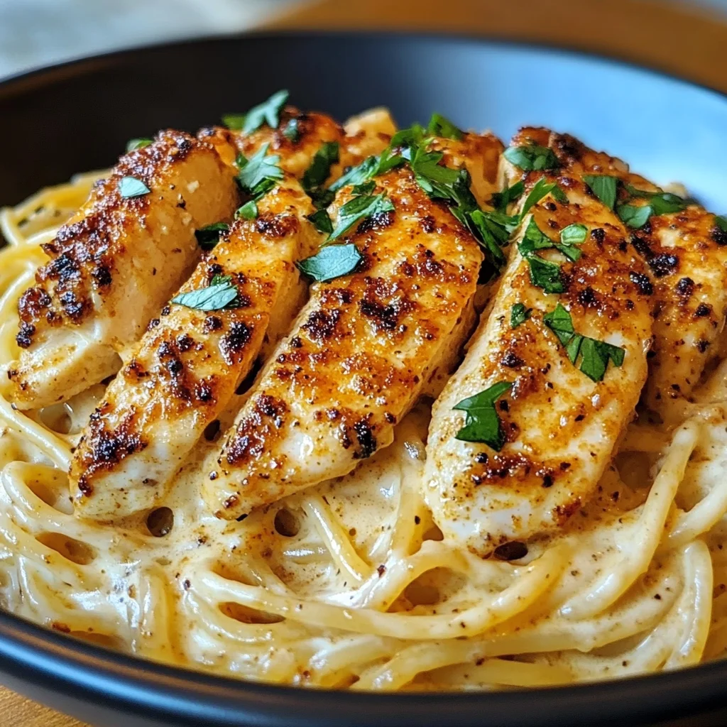 Savory Cajun Chicken over Creamy Parmesan Linguine