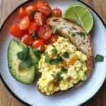 Scrambled Egg & Avocado Plate with Tomato Salad & Sauerkraut