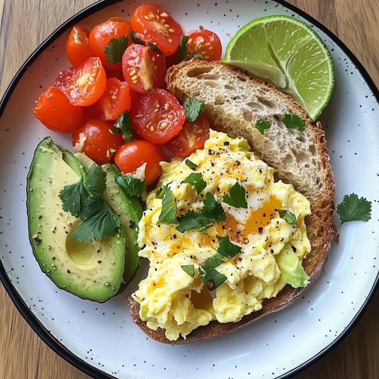 Scrambled Egg & Avocado Plate with Tomato Salad & Sauerkraut
