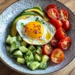 Sunny Egg with Avocado-Cucumber Tomato Salad