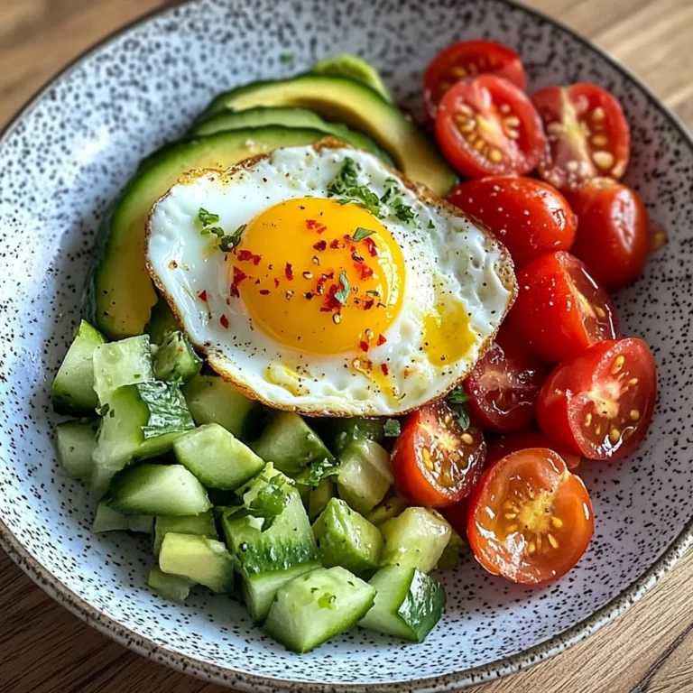 Sunny Egg with Avocado-Cucumber Tomato Salad